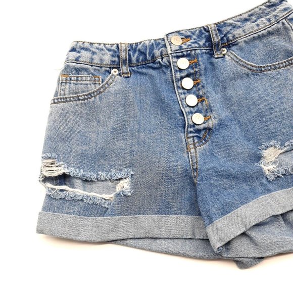 Forever 21 Womens Size 25" to 26" Shorts Denim Booty Cowgirl Biker Button Front - Picture 2 of 9